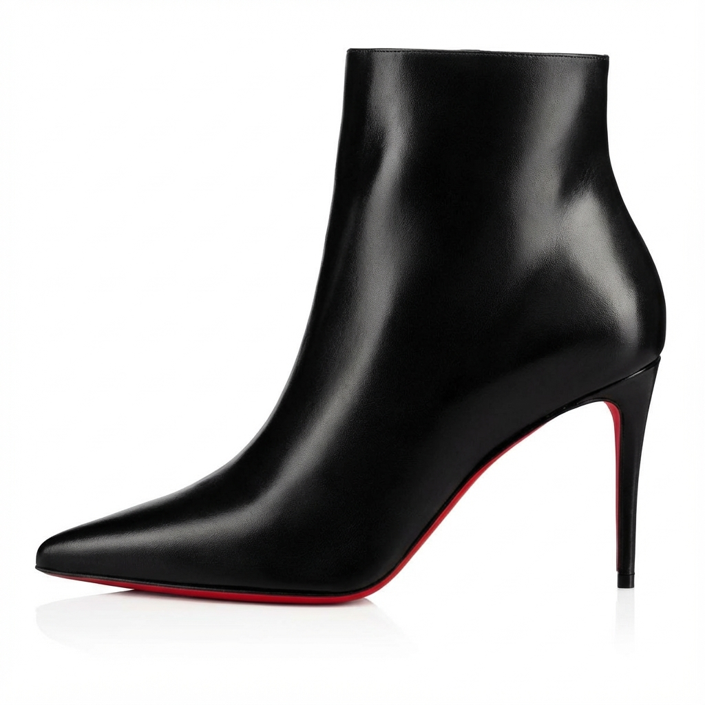 Bottine à talon noir Synthétique Femme - Santiags élégantes à semelle rouge 2