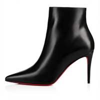 Bottine à talon noir Synthétique Femme - Santiags élégantes à semelle rouge 2