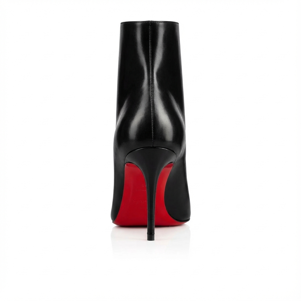 Bottine à talon noir Synthétique Femme - Santiags élégantes à semelle rouge 3
