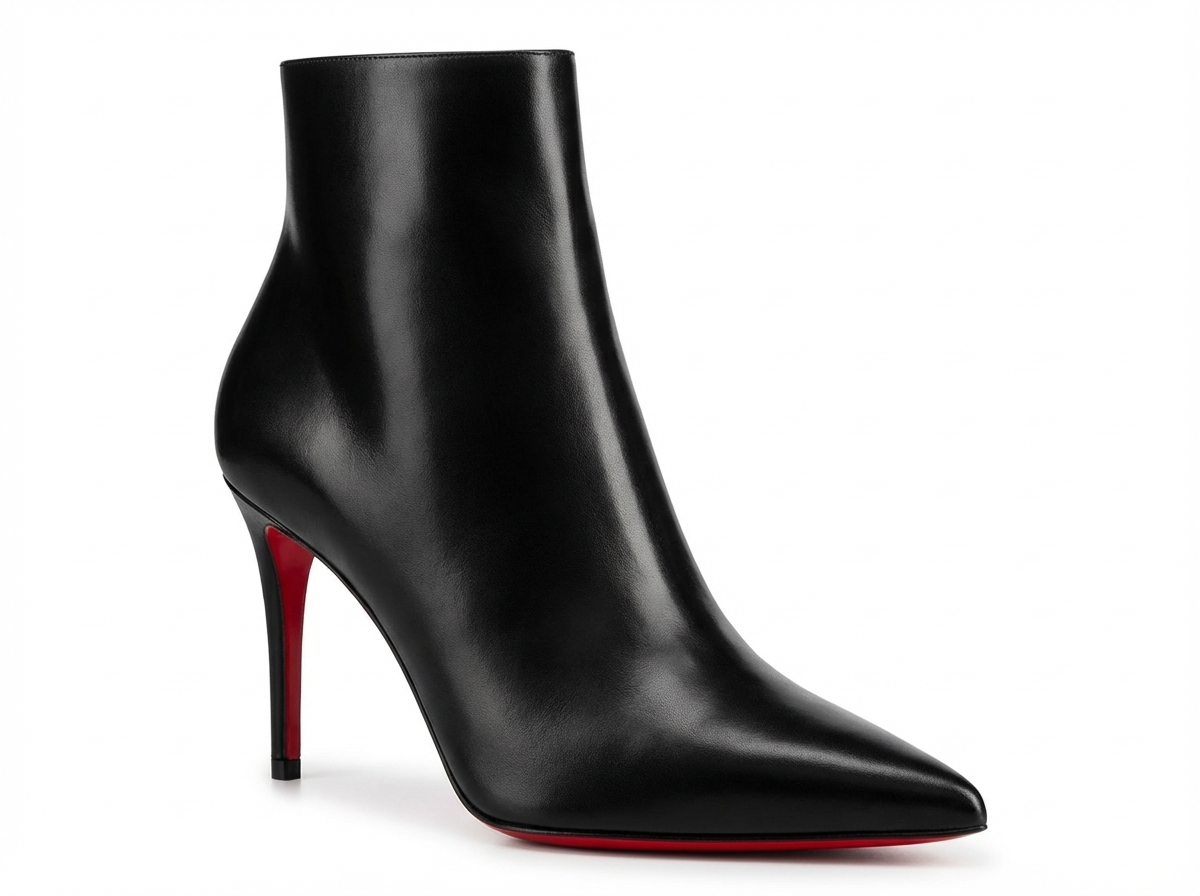 Bottine à talon noir Synthétique Femme - Santiags élégantes à semelle rouge