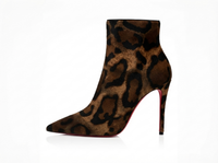 Bottine à talon marron Daim Synthétique Femme - Santiags léopard à talons aiguilles rouges 2