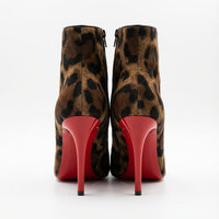 Bottine à talon marron Daim Synthétique Femme - Santiags léopard à talons aiguilles rouges 3