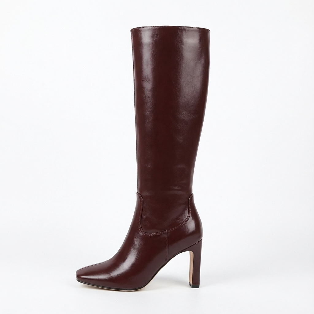 Botte haute marron foncé Synthétique Femme - Bottes santiags modernes à talons carrés 2