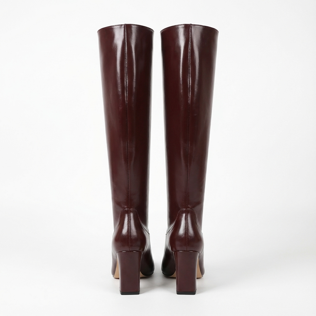 Botte haute marron foncé Synthétique Femme - Bottes santiags modernes à talons carrés 3