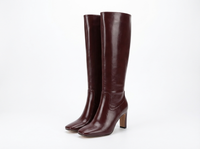 Botte haute marron foncé Synthétique Femme - Bottes santiags modernes à talons carrés 1