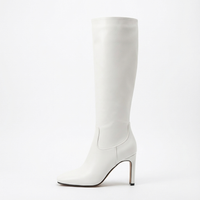 Santiag haute blanc Simili Cuir Femme - Élégance minimaliste au talon carré 2