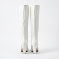 Santiag haute blanc Simili Cuir Femme - Élégance minimaliste au talon carré 3
