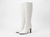 Santiag haute blanc Simili Cuir Femme - Élégance minimaliste au talon carré 1
