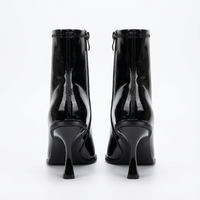 Bottine à talon noir Simili Cuir Femme - Élégantes en simili cuir noir verni 3