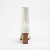 Bottine haute blanc Simili Cuir Femme - Design moderne bout carré et talons angulaires 3