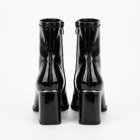 Bottine noir Simili Cuir Femme - Santiags noires vernies à bout carré 4