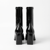 Bottine à talon noir Synthétique Femme - Santiags noires vernies à bout carré 3