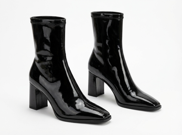 Santiag mi-haute noir Synthétique Femme - Élégance moderne avec talon hoof distinctif - three_quarter_view