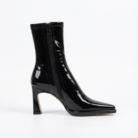 Bottine haute noir Simili Cuir Femme - Santiags noires vernies à bout pointu 3