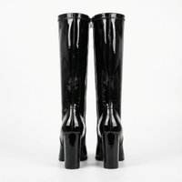 Santiag mi-haute noir Synthétique Femme - Talons carrés et effet cuir verni 3