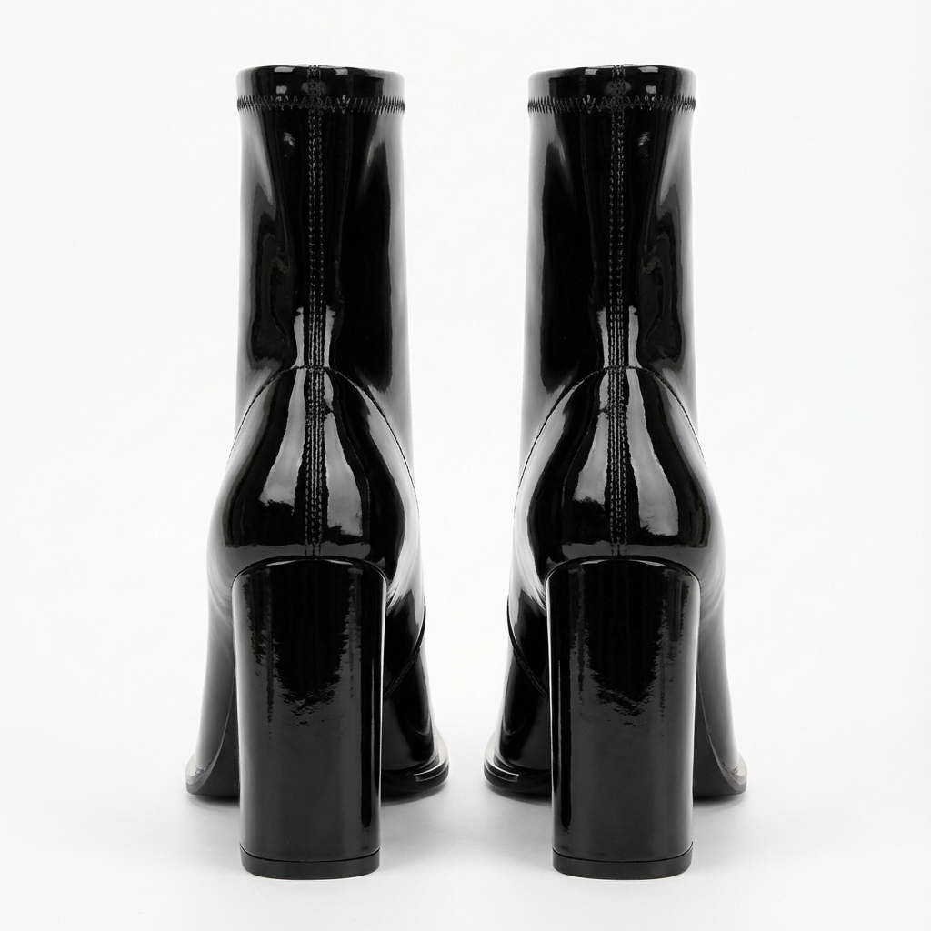 Bottine haute noir Synthétique Femme - Santiags modernes en cuir verni noir 3