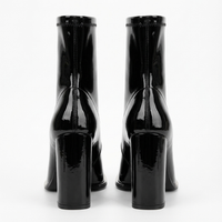 Bottine haute noir Synthétique Femme - Santiags modernes en cuir verni noir 3