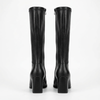 Botte haute noir Simili Cuir Femme - Santiags modernes avec bout carré audacieux 3