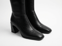 Botte haute noir Simili Cuir Femme - Santiags modernes avec bout carré audacieux 4