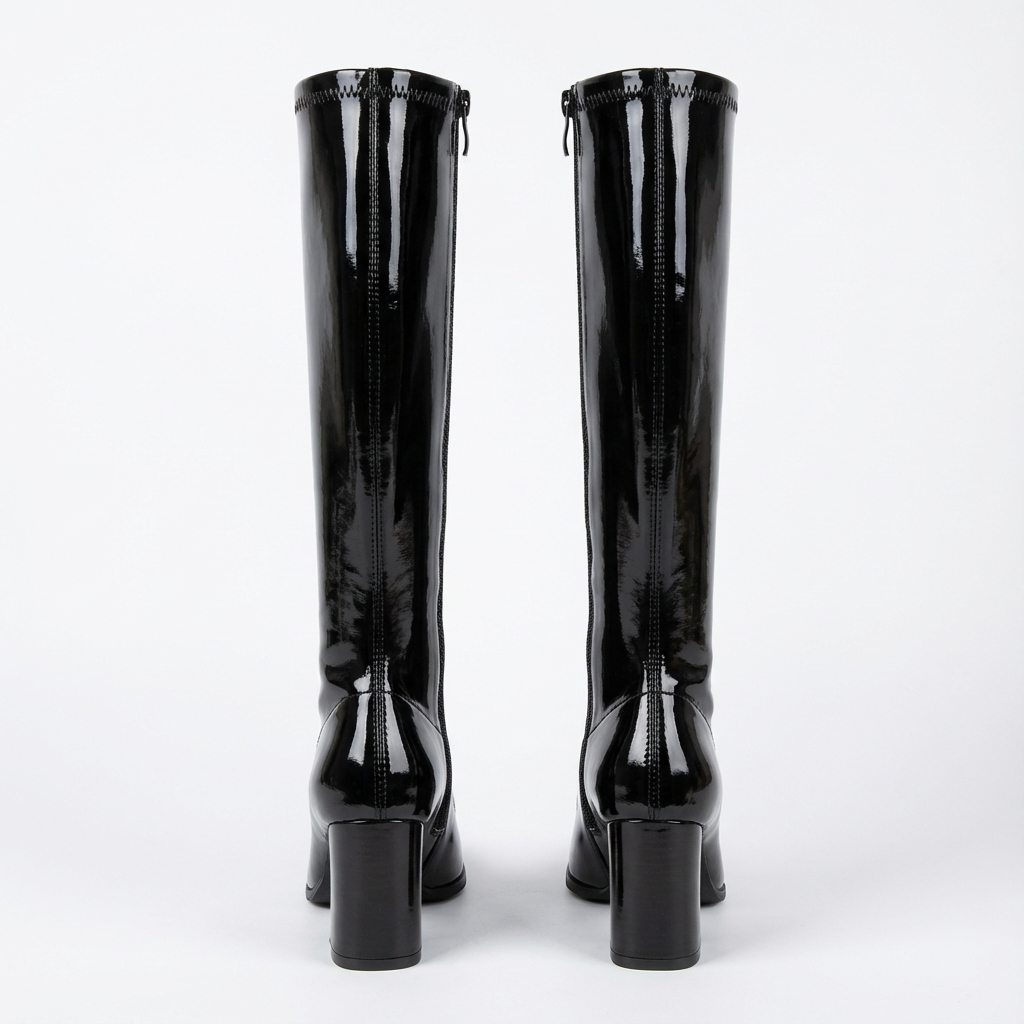 Botte haute noir Synthétique Femme - Santiags noires brillantes à bout pointu 4