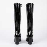 Botte haute noir Synthétique Femme - Santiags noires brillantes à bout pointu 4