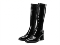 Botte haute noir Synthétique Femme - Santiags noires brillantes à bout pointu 1