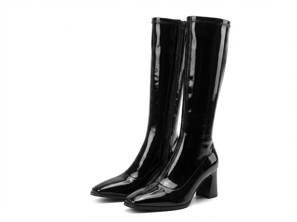 Santiag basse noir Synthétique Femme - Style chic avec talon moderne - three_quarter_view