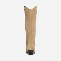 Santiag haute beige Daim Synthétique Femme - Élégance ethnique avec couture subtile 3