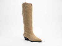 Santiag haute beige Daim Synthétique Femme - Élégance ethnique avec couture subtile 1