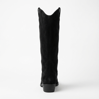 Santiag haute noir Daim Synthétique Femme - Style ethnique avec coutures élégantes 3