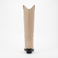 Santiag haute beige Daim Synthétique Femme - élégantes bottes beiges bout pointu 2