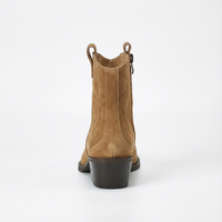 Santiag mi-haute camel Daim Femme - Bout pointu et talon cubain western 5
