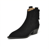 Santiag basse noir Daim Femme - Élégance rétro avec bout pointu 1