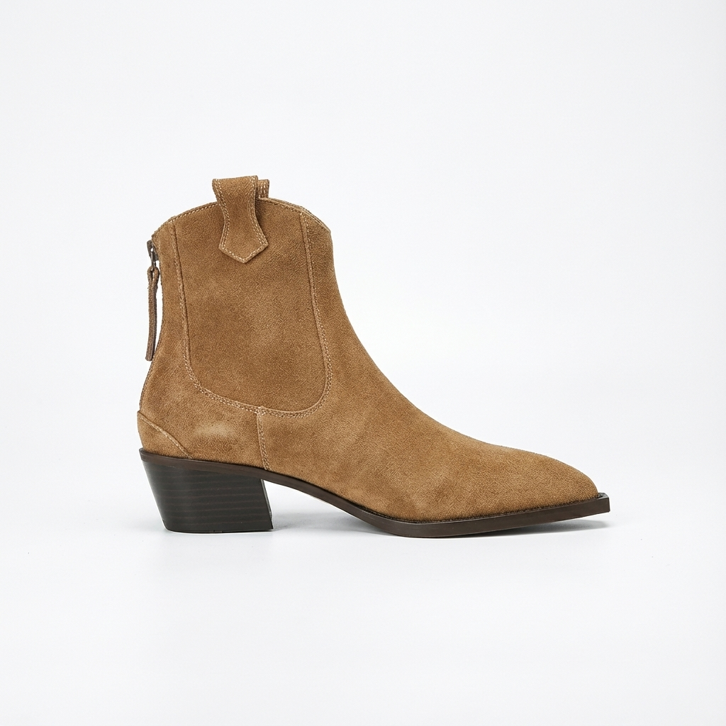 Santiag basse camel Daim Femme - Style épuré avec bout pointu 2