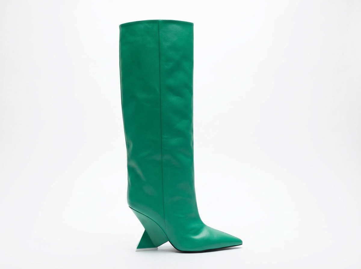 Botte haute vert Synthétique Femme - Santiags vertes avec bout pointu distinctif 2