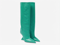 Botte haute vert Synthétique Femme - Santiags vertes avec bout pointu distinctif 1