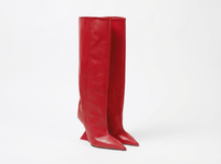 Botte haute rouge Synthétique Femme - Bout pointu, talon angulaire moderne 3