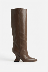 Botte haute marron Synthétique Femme - Talon angulaire et bout pointu élégant 2