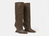 Botte haute marron Synthétique Femme - Talon angulaire et bout pointu élégant 1