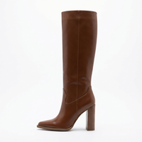 Botte haute marron Synthétique Femme - Élégance western moderne en synthétique marron 3