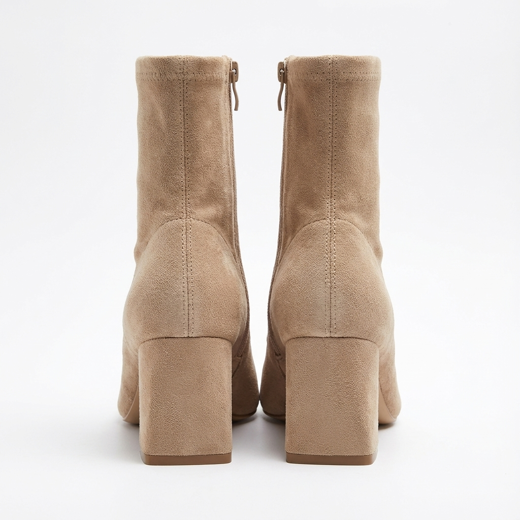 Bottine beige Daim Synthétique Femme - Santiags élégantes à talon carré 3
