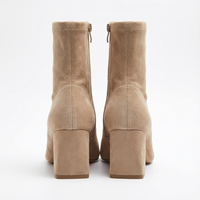 Bottine beige Daim Synthétique Femme - Santiags élégantes à talon carré 3