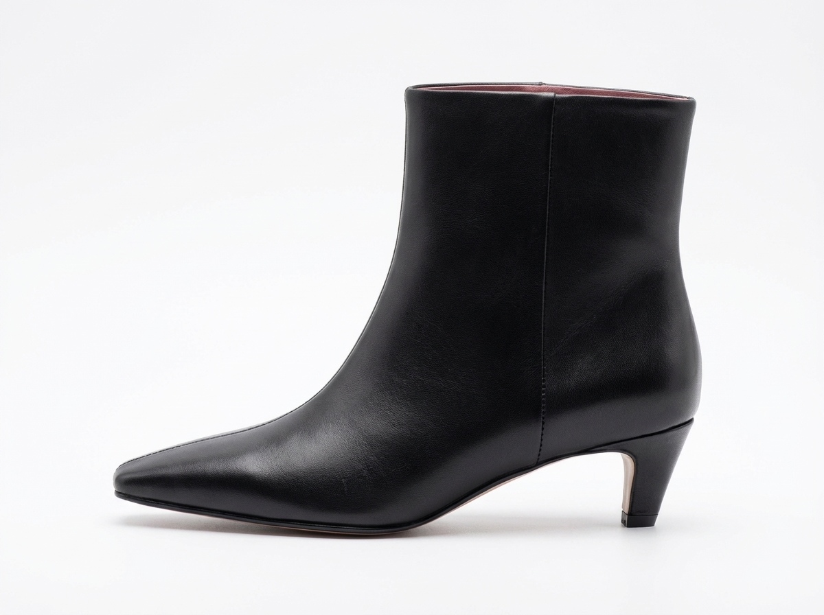 Bottine noir Cuir Femme - Bottine santiag minimaliste doublée rose 3