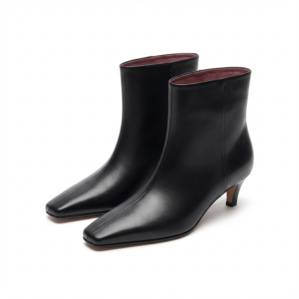 Santiag haute noir Cuir Femme - Élégantes bottes à talons fins sophistiquées - three_quarter_view