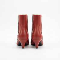 Bottine haute rouge Cuir Femme - Bottines rouges à bout carré épuré 4
