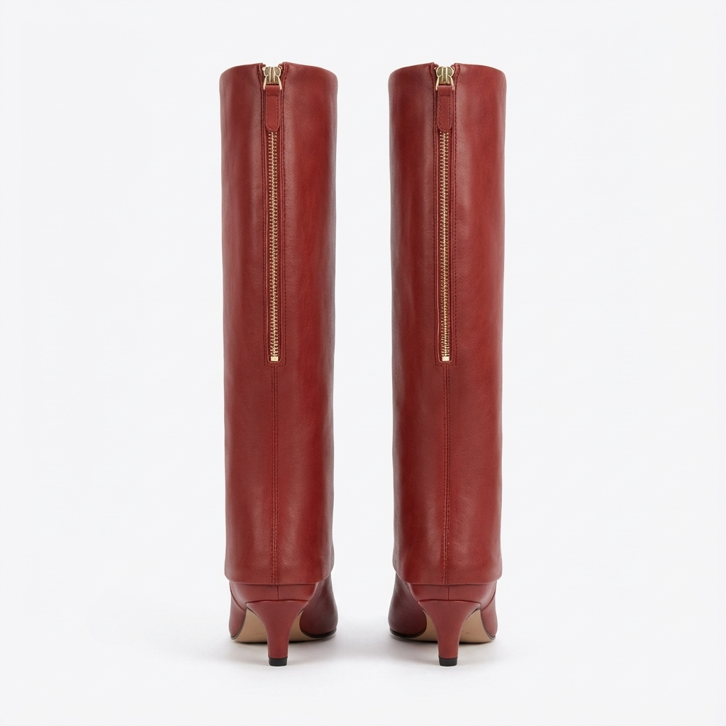 Botte haute rouge Cuir Femme - Santiags rouges élégantes à bout pointu 4