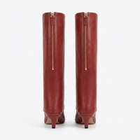 Botte haute rouge Cuir Femme - Santiags rouges élégantes à bout pointu 4