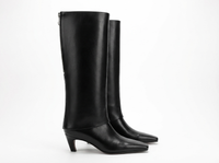 Botte haute noir Cuir Femme - Santiags noires bout carré élégantes modernes 2