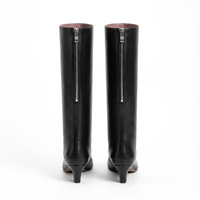 Botte haute noir Cuir Femme - Santiags noires bout carré élégantes modernes 5