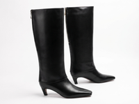 Botte haute noir Cuir Femme - Santiags noires bout carré élégantes modernes 1